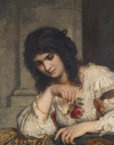 Dama alla balaustra con rosa da Julius Schrader
